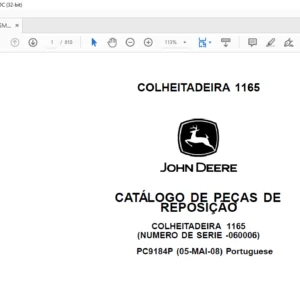 JOHN DEERE COLHEITADEIRA 1165 CATÁLOGO DE PEÇAS DE REPOSIÇÃO - PDF DOWNLOAD