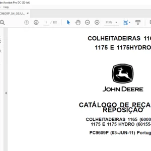JOHN DEERE COLHEITADEIRAS 1165 1175 E 1175HYDRO CATÁLOGO DE PEÇAS DE REPOSIÇÃO