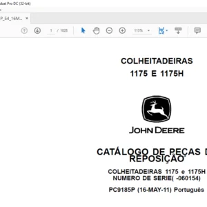 JOHN DEERE COLHEITADEIRAS 1175 E 1175H CATÁLOGO DE PEÇAS DE REPOSIÇÃO - PDF DOWNLOAD