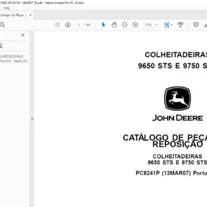 John Deere Colheitadeiras 9650 9750 STS Lista de Pecas de Reposicao PDF