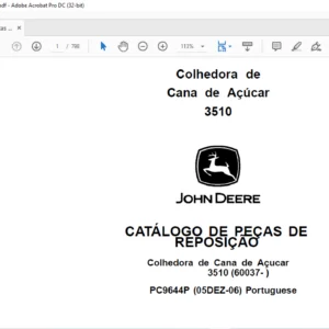 JOHN DEERE Colhedora de Cana de Açúcar 3510 CATÁLOGO DE PEÇAS DE REPOSIÇÃO - PDF DOWNLOAD(Portuguese)