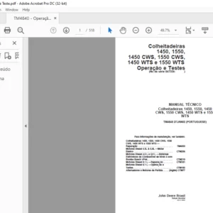 Manual Técnico John Deere Colheitadeiras 1450 1550 Series PDF