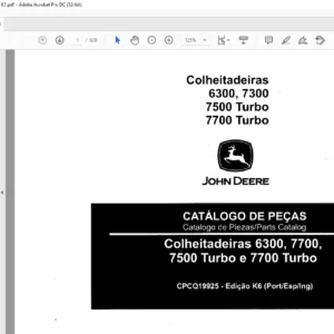 John Deere 6300-7700 Turbo Colheitadeiras Manual de Peças PDF Download