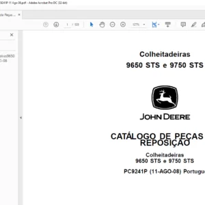 JOHN DEERE Colheitadeiras 9650 STS e 9750 STS CATÁLOGO DE PEÇAS DEREPOSIÇÃO - PDF DOWNLOAD (Portuguese)