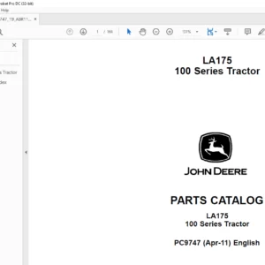 JOHN DEERE LA175 100 Series Tractor PARTS CATALOG MANUAL - PDF DOWNLOAD