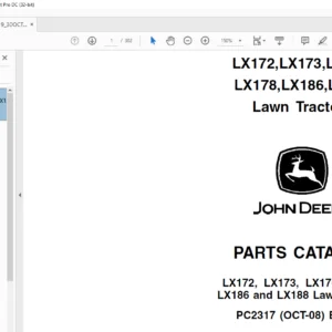 JOHN DEERE LX172 LX173 LX176 LX178 LX186 LX188 Lawn Tractors PARTS CATALOG MANUAL - PDF DOWNLOAD