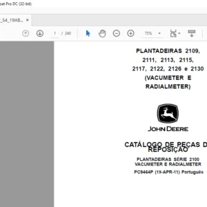 JOHN DEERE PLANTADEIRAS 2109 2111 2113 2115 2117 2122 2126 e 2130 CATÁLOGO DE PEÇAS DE REPOSIÇÃO - PDF DOWNLOAD (Português)