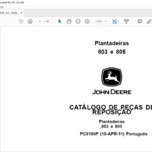 John Deere Plantadeiras 803 e 805 Catálogo de Peças PDF Download (Português)