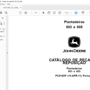 JOHN DEERE Plantadeiras 803 e 805 CATÁLOGO DE PEÇAS DE REPOSIÇÃO - PDF DOWNLOAD (Português)