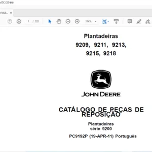 JOHN DEERE Plantadeiras 9209 9211 9213 9215 9218 CATÁLOGO DE PEÇAS DE REPOSIÇÃO- PDF DOWNLOAD (Português)