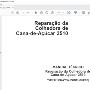 JOHN DEERE Reparacao da Colhedora de Cana-de-Acucar 3510 MANUAL TECNICO - PDF DOWNLOAD (Portuguese)