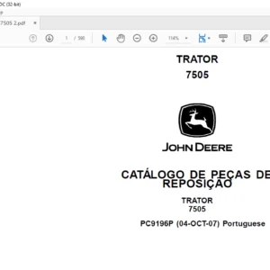 JOHN DEERE TRATOR 7505 CATÁLOGO DE PEÇAS DE REPOSIÇÃO - PDF DOWNLOAD (Portuguese)