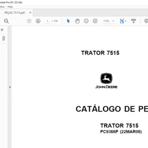 JOHN DEERE TRATOR 7515 CATÁLOGO DE PEÇAS - PDF DOWNLOAD (Portuguese)