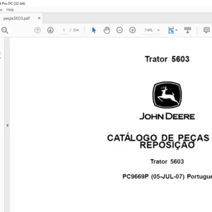 JOHN DEERE Trator 5603 CATÁLOGO DE PEÇAS DE REPOSIÇÃO - PDF DOWNLOAD (Portuguese)