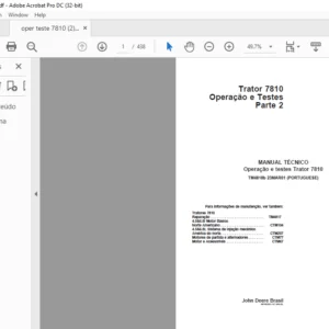 JOHN DEERE Trator 7810 Operacao e Testes Parte 2 MANUAL TECNICO - PDF DOWNLOAD (Portuguese)