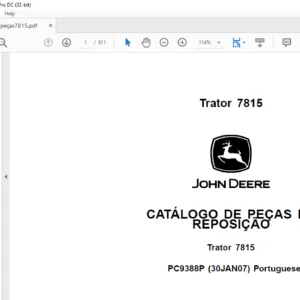JOHN DEERE Trator 7815 CATÁLOGO DE PEÇAS DE REPOSIÇÃO - PDF DOWNLOAD (Portuguese)
