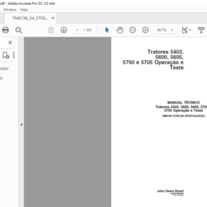 JOHN DEERE Tratores 5403 5600 5605 5700 e 5705 Operacao e Teste MANUAL TECNICO - PDF DOWNLOAD (Portuguese)