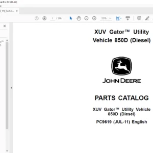 JOHN DEERE XUV Gator™ Utility Vehicle 850D (Diesel) PARTS CATALOG MANUAL - PDF DOWNLOAD