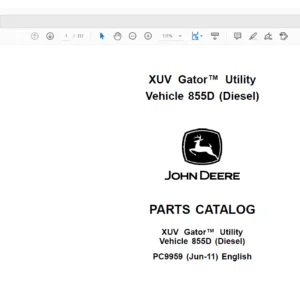 JOHN DEERE XUV Gator™ Utility Vehicle 855D (Diesel) PARTS CATALOG MANUAL - PDF DOWNLOAD