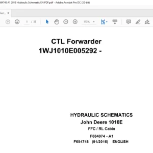 John Deere 1010E FFC  RL Cabin Hydraulic Schematic Manual - PDF DOWNLOAD