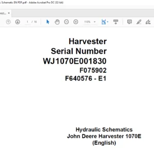 John Deere 1070E Harvester Head  Hydraulic Schematic Manual - PDF DOWNLOAD