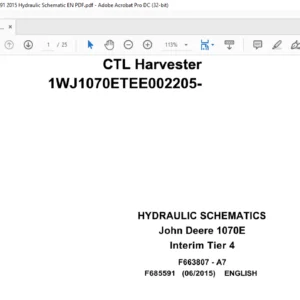 John Deere 1070E Interim Tier 4 Harvester Head Hydraulic Schematic Manual - PDF DOWNLOAD