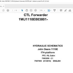 John Deere 1110E IT4-platform FFC / RL Cabin Hydraulic Schematic Manual - PDF DOWNLOAD