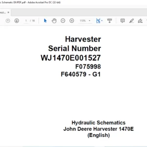 John Deere 1170E Harvester Head Hydraulic Schematic Manual - PDF DOWNLOAD