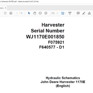 John Deere 1170E Harvester Head Hydraulic Schematic Manual - PDF DOWNLOAD