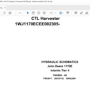 John Deere 1170E Interim Tier 4 Hydraulic Schematic Manual - PDF DOWNLOAD