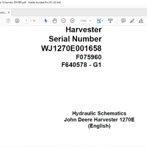 John Deere 1270E Harvester Head  Hydraulic Schematic Manual - PDF DOWNLOAD