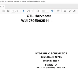John Deere 1270E Interim Tier 4  Hydraulic Schematic Manual - PDF DOWNLOAD