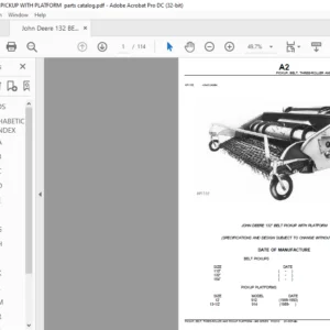 John Deere 132 BELT PICKUP WITH PLATFORM  Parts Catalog Manual - PDF DOWNLOAD