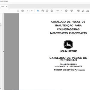 John Deere 1450CWS WTS 1550CWS WTS MANUTENÇÃO PARA COLHEITADEIRAS CATÁLOGO DE PEÇAS - PDF DOWNLOAD (Portuguese)