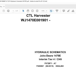 John Deere 1470E Interim Tier 4 / CH9 Hydraulic Schematic Manual - PDF DOWNLOAD