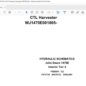John Deere 1470E Interim Tier 4 Hydraulic Schematic Manual - PDF DOWNLOAD