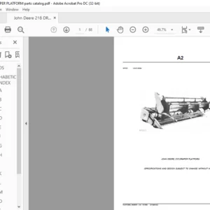 John Deere 218 DRAPER PLATFORM Parts Catalog Manual - PDF DOWNLOAD