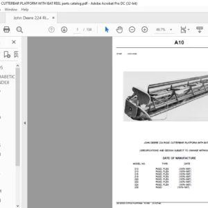 John Deere 224 RIGID CUTTERBAR PLATFORM WITH BAT REEL Parts Catalog Manual - PDF DOWNLOAD