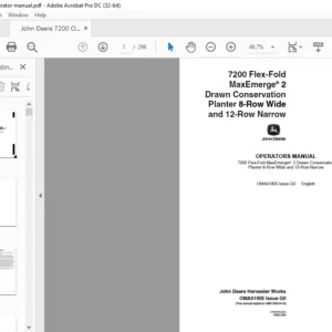 John Deere 7200 Flex-Fold 8-Row Wide & 12-Row Narrow Operator's Manual