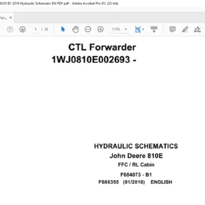 John Deere 810E FFC / RL Cabin Hydraulic Schematic Manual - PDF DOWNLOAD