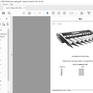 John Deere 853 ROW-CROP HEAD Parts Catalog Manual - PDF DOWNLOAD