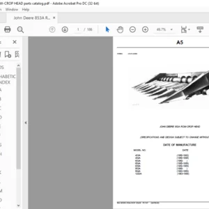 John Deere 853A ROW-CROP HEAD Parts Catalog Manual - PDF DOWNLOAD