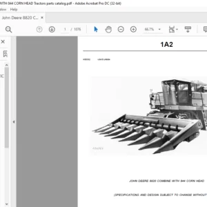 John Deere 8820 COMBINE WITH 844 CORN HEAD Tractors Parts Catalog Manual - PD FODWNLOAD