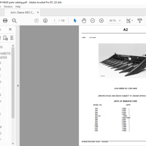 John Deere 893 CORN HEAD Parts Catalog Manual - PDF DOWNLOAD