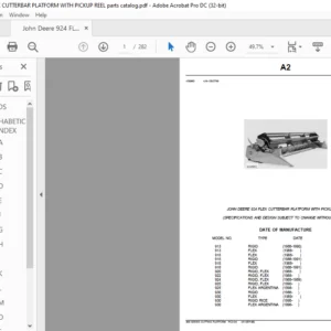 John Deere 924 FLEX CUTTERBAR PLATFORM WITH PICKUP REEL Parts Catalog Manual - PDF DOWNLOAD