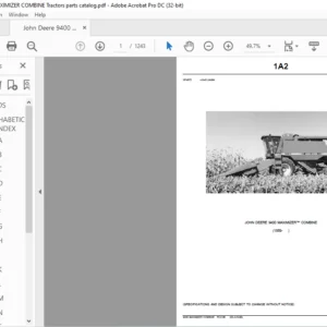 John Deere 9400 MAXIMIZER COMBINE Parts Catalog Manual - PDF DOWNLOAD