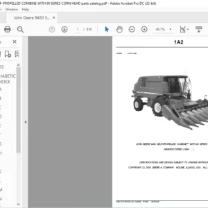 John Deere 9450 SELF-PROPELLED COMBINE WITH 90 SERIES CORN HEAD Parts Catalog Manual - PDF DOWNLOAD