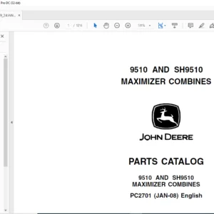 John Deere 9510 & SH9510 MAXIMIZER COMBINES PARTS CATALOG MANUAL - PDF DOWNLOAD