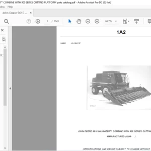 John Deere 9610 MAXIMIZER™ COMBINE WITH 900 SERIES CUTTING PLATFORM Parts Catalog Manual - PDF DOWNLOAD