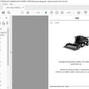 John Deere 9650 SELF-PROPELLED COMBINE WITH 90 SERIES CORN HEAD Parts Catalog Manual - PDF DOWNLOAD
